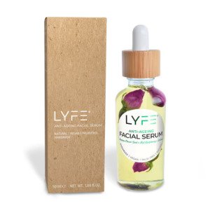 doosje cosmetica 50 ml serum bruin kraft bedrukt in wit opdruk Lyfe